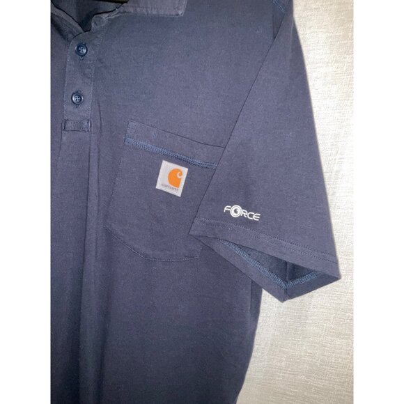 Carhartt Mens Blue Short Sleeve Polo Shirt Relaxed Fit Size L - Picture 2 of 4